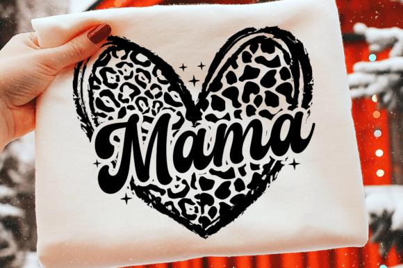 Mama Leopard Heart SVG for T-Shirt Designs and Handmade Graphics
