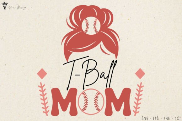 Messy Bun T Ball Mom SVG: A Stylish Graphic for Commercial Use