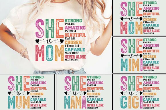 She Is Mom SVG PNG Bundle: A Fresh Graphic Design Asset for T-Shirt Designs
