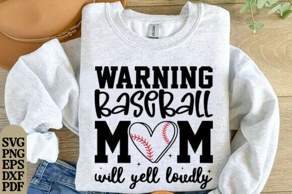 Warning Baseball Mom SVG PNG – A Bold Graphic Design Asset for T-Shirt Designs